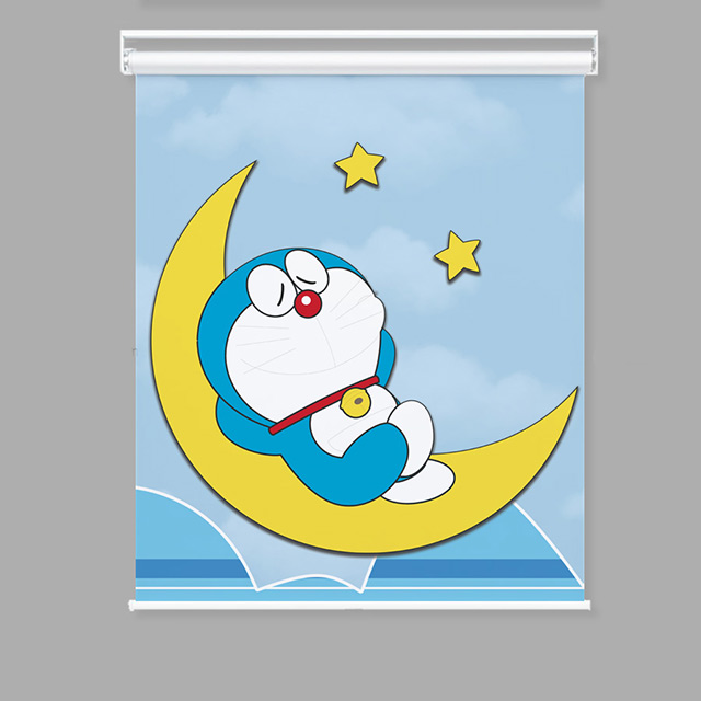 Rèm cuốn in hình Doremon ngủ trên mặt trăng siêu dễ thương cho phòng ngủ bé trai và bé gái