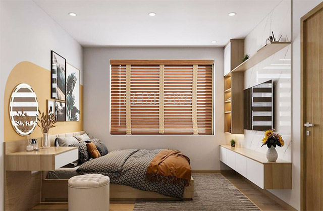 Rèm gỗ đẹp tinh tế giúp phòng ngủ sang trọng và đẳng cấp hơn