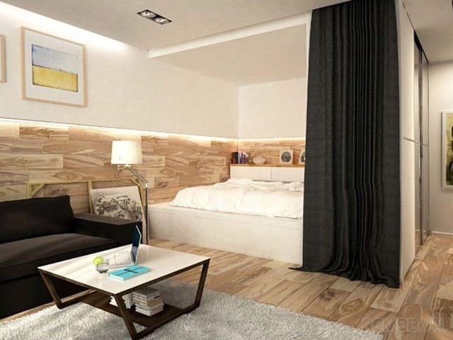 Rèm vách ngăn mang đến không gian riêng tư, kín đáo cho phòng ngủ