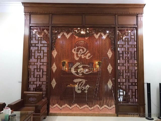 Rèm hạt gỗ - Mẫu rèm vách ngăn phù hợp cho không gian phòng thờ