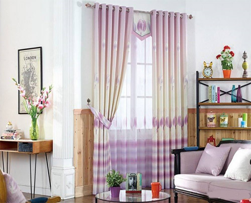 Rèm vải phòng khách màu hồng phấn RV23